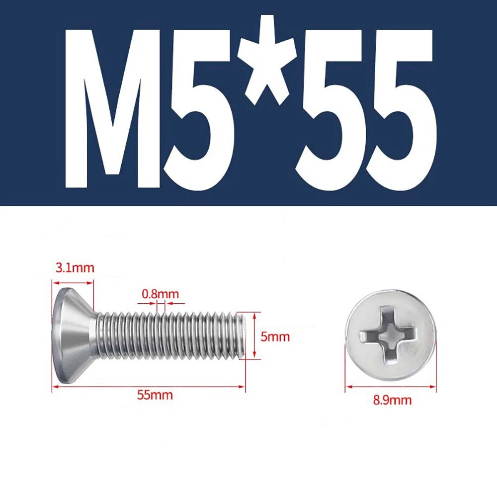 M2 to M8 A4 316 Stainless Steel Phillips Countersunk Screws DIN 965 Marine Grade