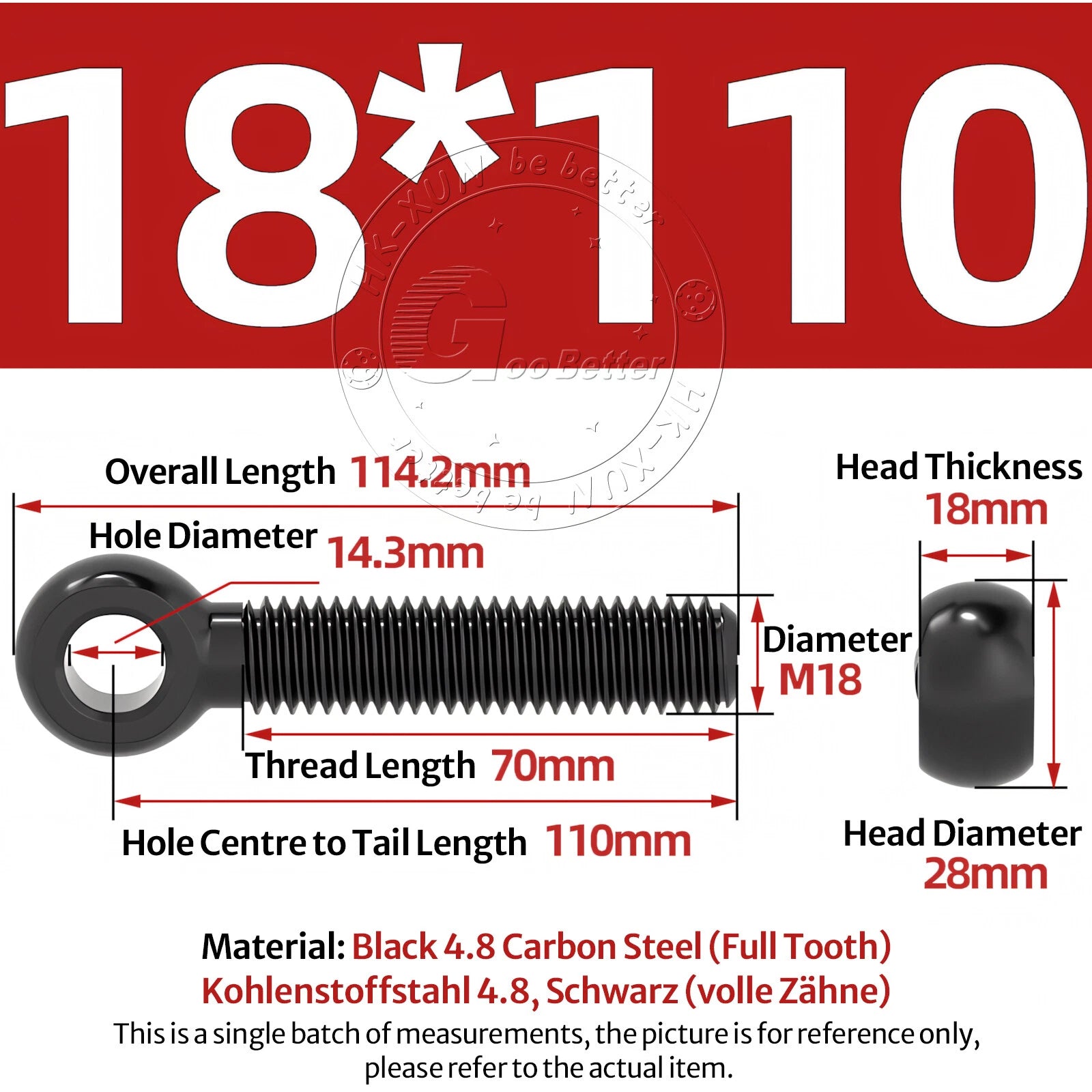 Eye Bolts Threaded Rings 4.8 Carbon Steel Catenary Wire Hanging Eyelet Screws