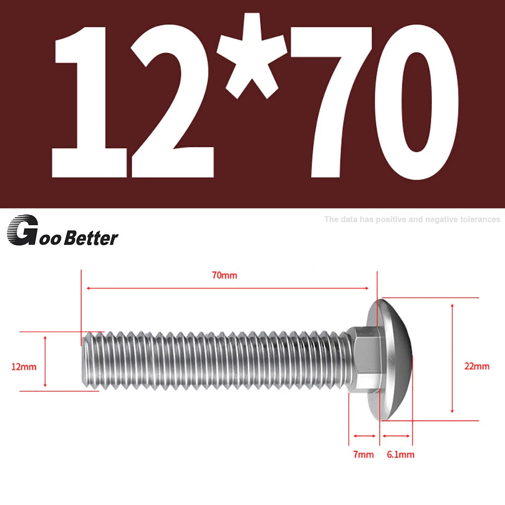 M4–M12 Carriage Bolts A2 Stainless Steel | Cup Square Neck Screws