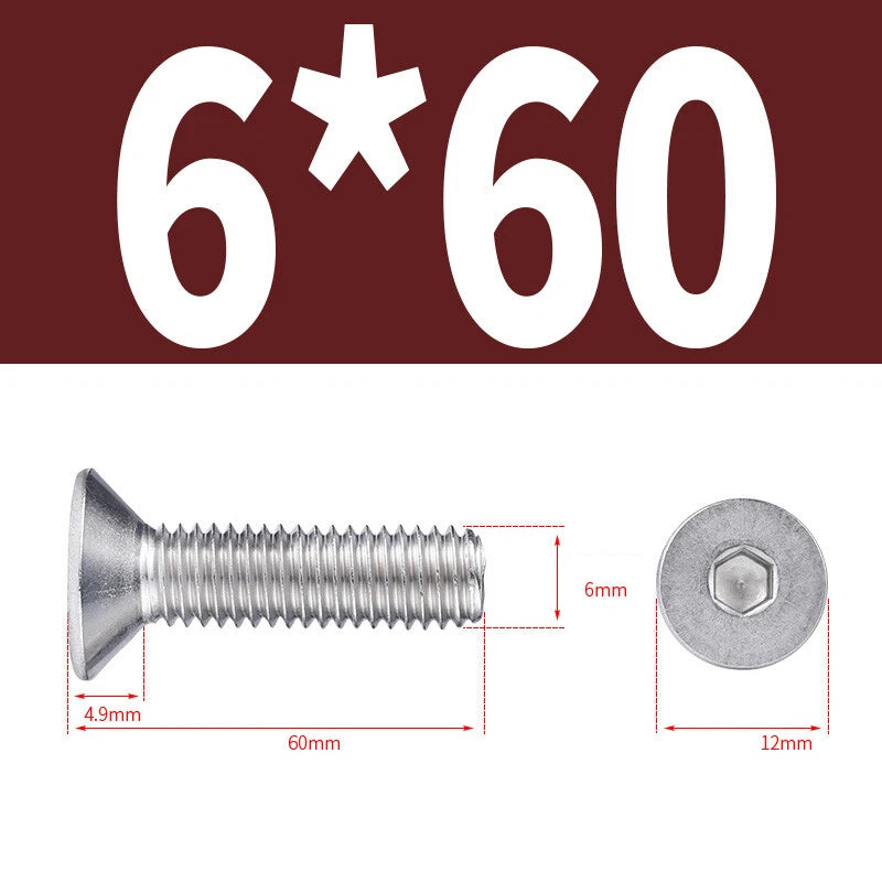 Allen Countersunk Head Screws V4A Steel Hexagon Socket Flat Head Machine Screw