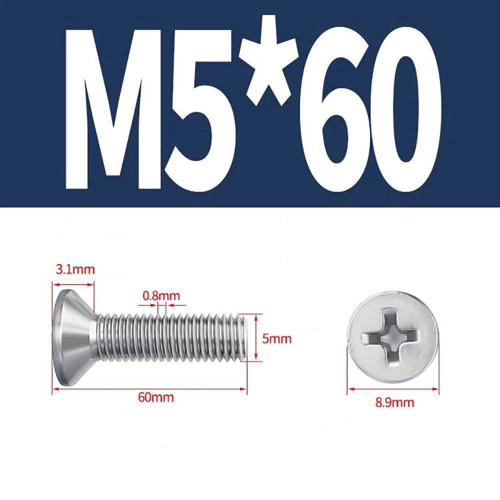 M2 to M8 A4 316 Stainless Steel Phillips Countersunk Screws DIN 965 Marine Grade