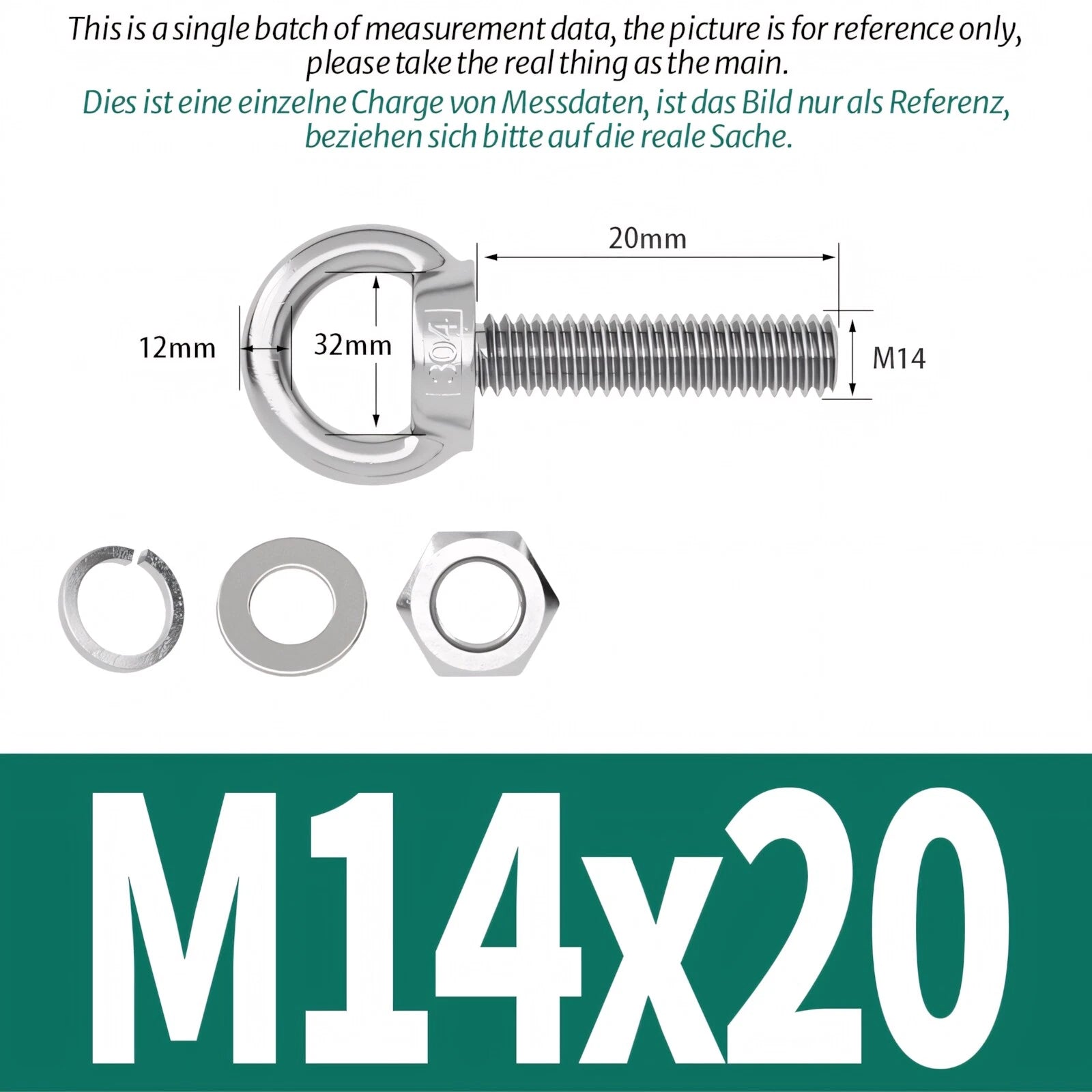 M3 M4 M5 - M20 Eye Bolts Kit Screws Nut Washer Long Boat Stainless Steel A2 304