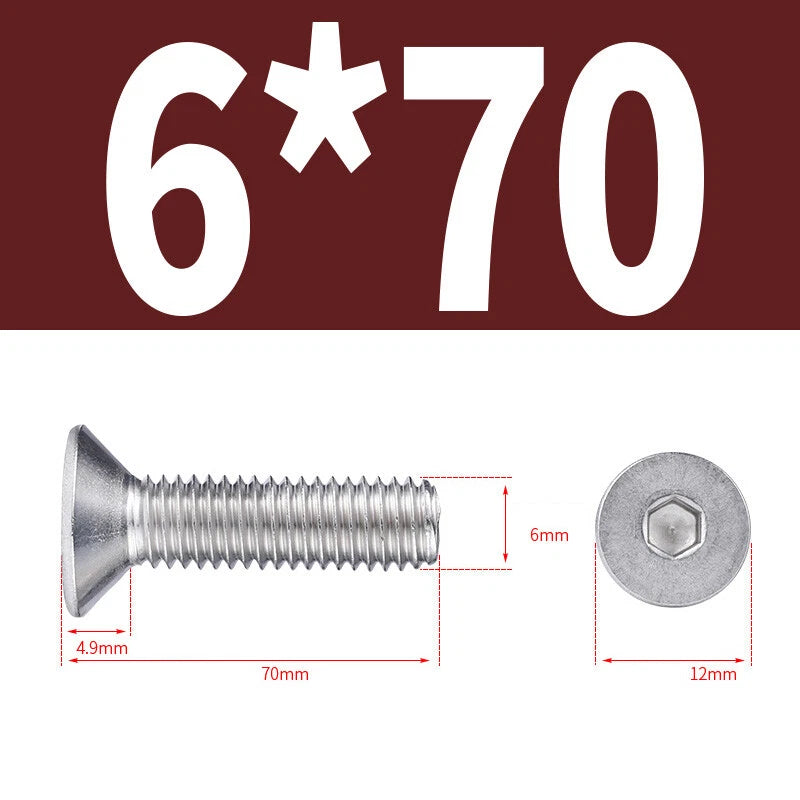 Allen Countersunk Head Screws V4A Steel Hexagon Socket Flat Head Machine Screw