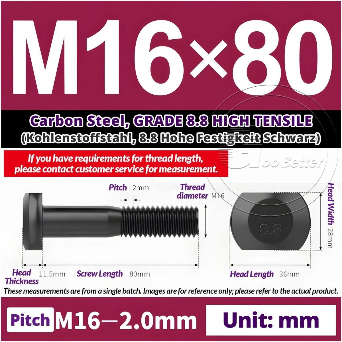 T - Slot Bolts M6 to M20 | Grade 8.8 High Tensile | T - Track Bolts 16mm–500mm - HomeDIYer