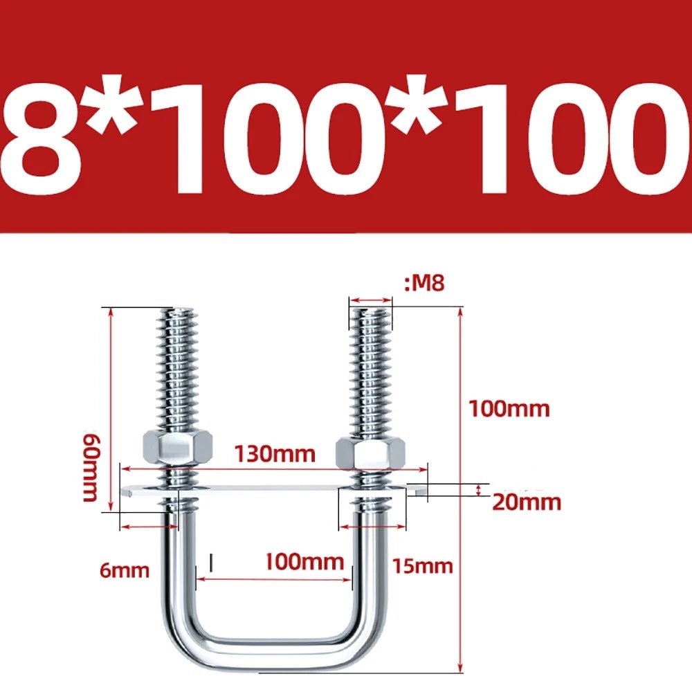 Square U - Bolts with Plate and Nuts – M6 M8 M10 M12 Zinc Plated, Trailer & Pipe Clamp Fasteners - HomeDIYer