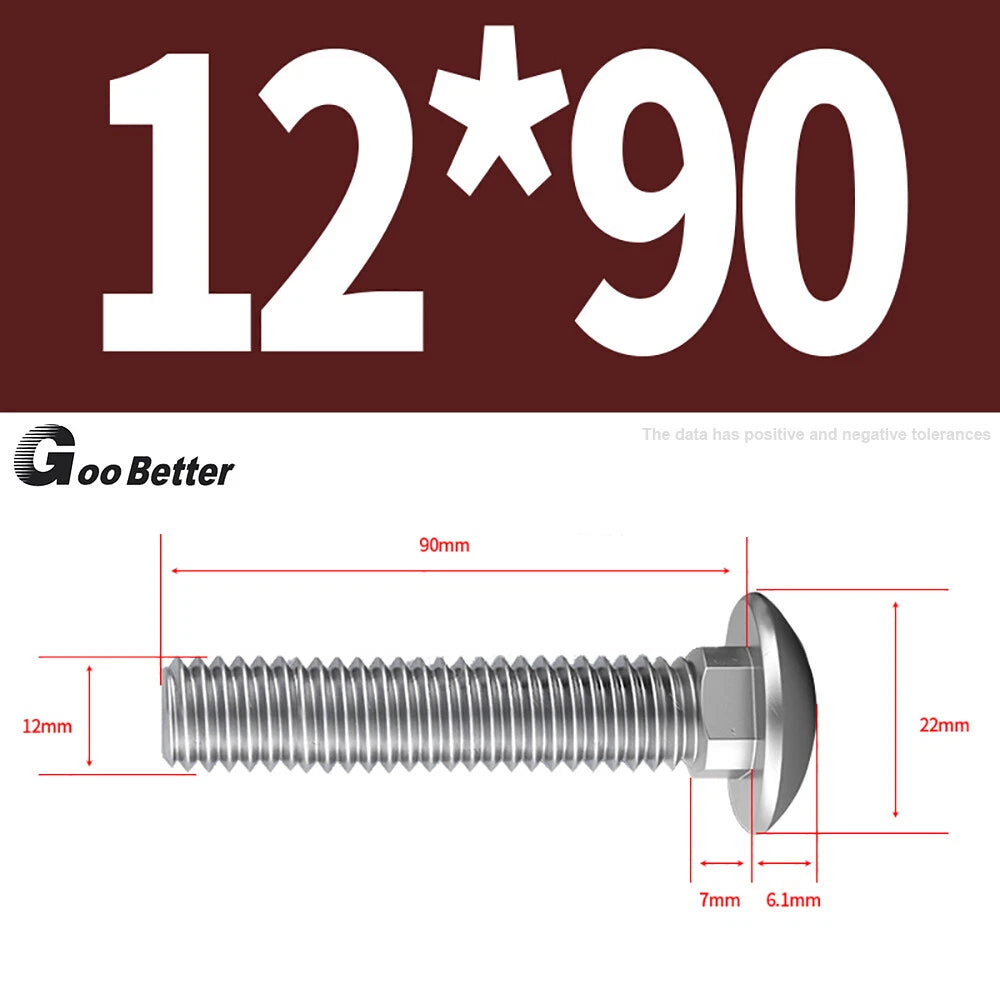 M4–M12 Carriage Bolts A2 Stainless Steel | Cup Square Neck Screws