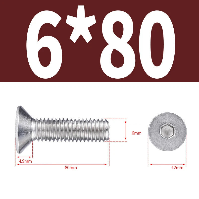Allen Countersunk Head Screws V4A Steel Hexagon Socket Flat Head Machine Screw
