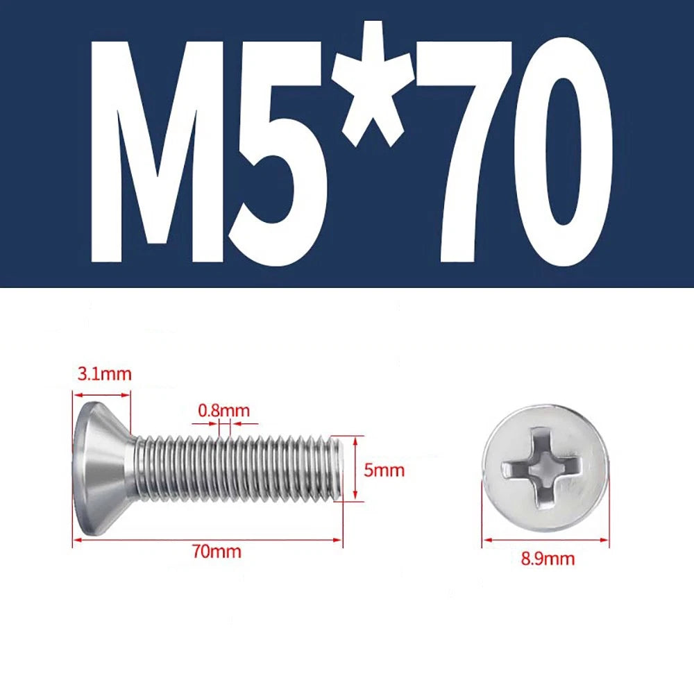 M2 to M8 A4 316 Stainless Steel Phillips Countersunk Screws DIN 965 Marine Grade