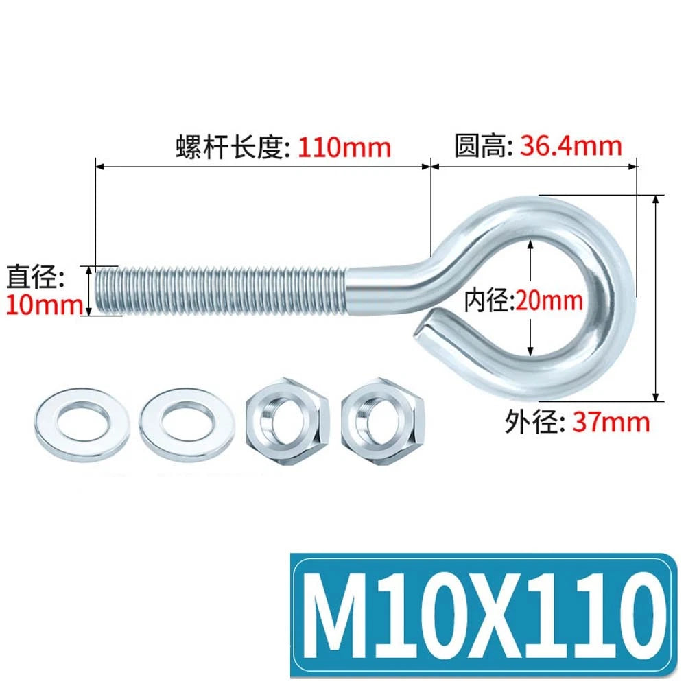 Galvanised Stainless Eye Screws Hooks Eye Bolts Closed Screws Threaded Rings Set