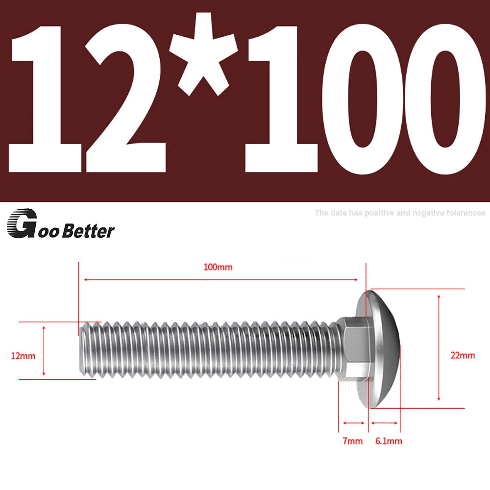 M4–M12 Carriage Bolts A2 Stainless Steel | Cup Square Neck Screws
