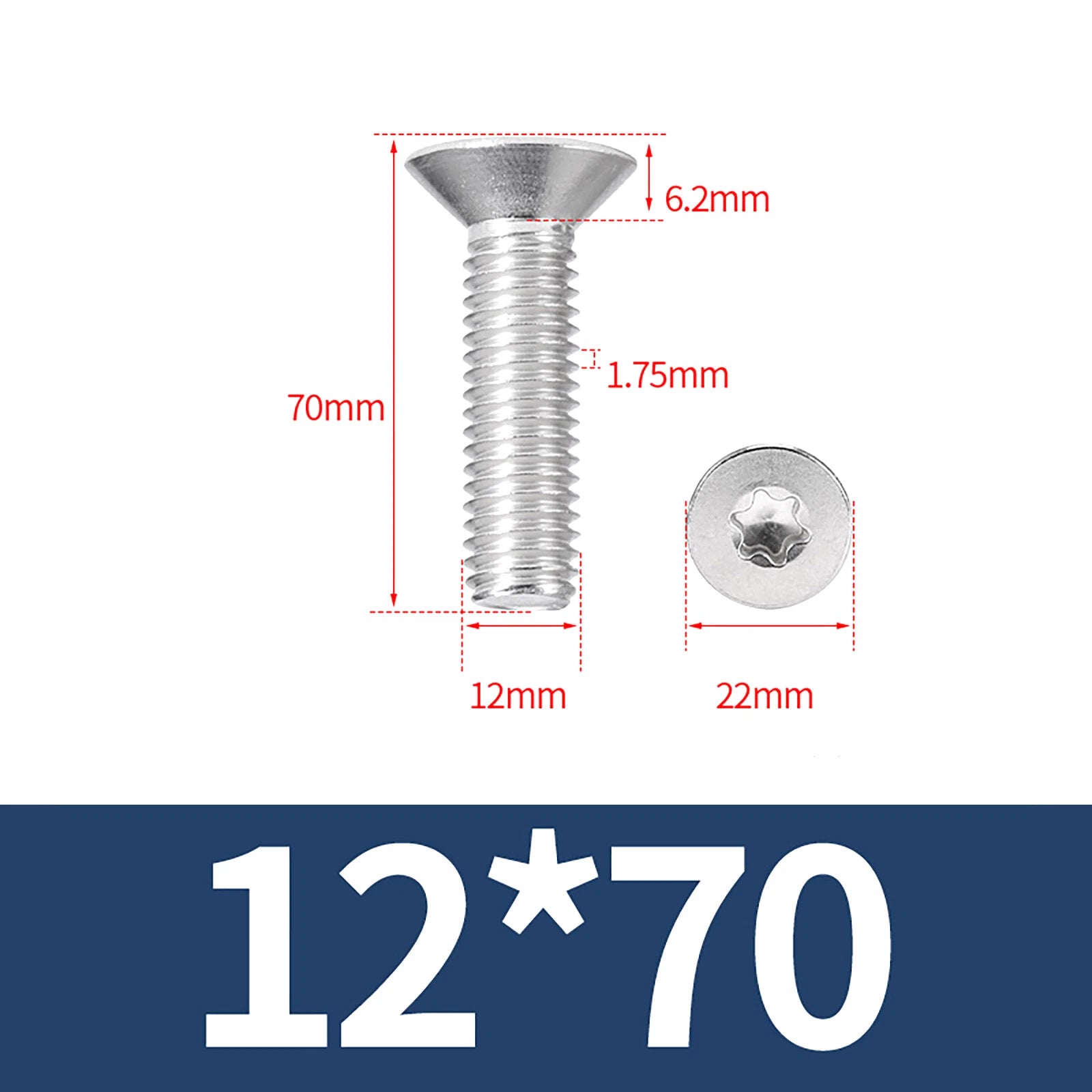 M2- M12 Torx Countersunk Machine Screws Six Lobe Bolts A2 Stainless Steel