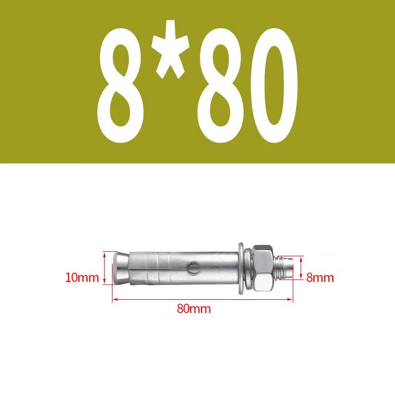 Hex Nut Expansion Sleeve Anchor Bolts — M6 to M20, Galvanized & Stainless Steel - HomeDIYer