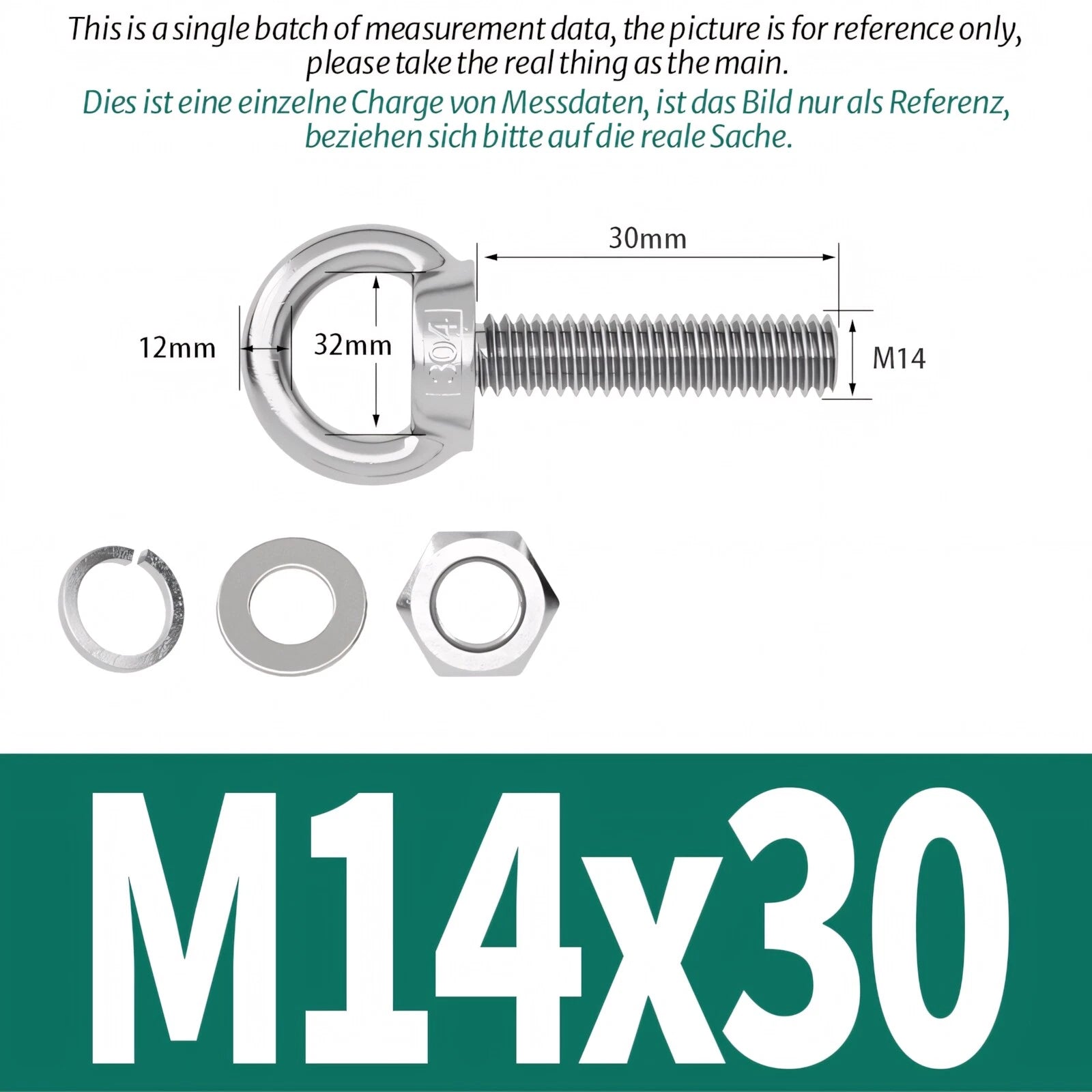 M3 M4 M5 - M20 Eye Bolts Kit Screws Nut Washer Long Boat Stainless Steel A2 304