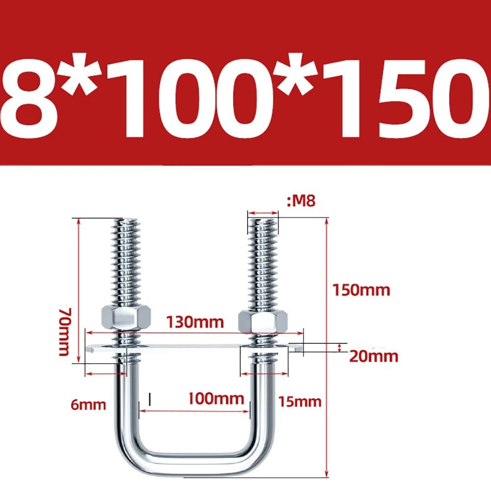 Square U - Bolts with Plate and Nuts – M6 M8 M10 M12 Zinc Plated, Trailer & Pipe Clamp Fasteners - HomeDIYer