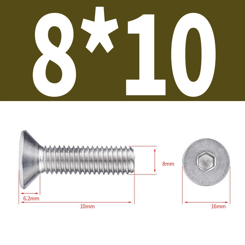 Allen Countersunk Head Screws V4A Steel Hexagon Socket Flat Head Machine Screw