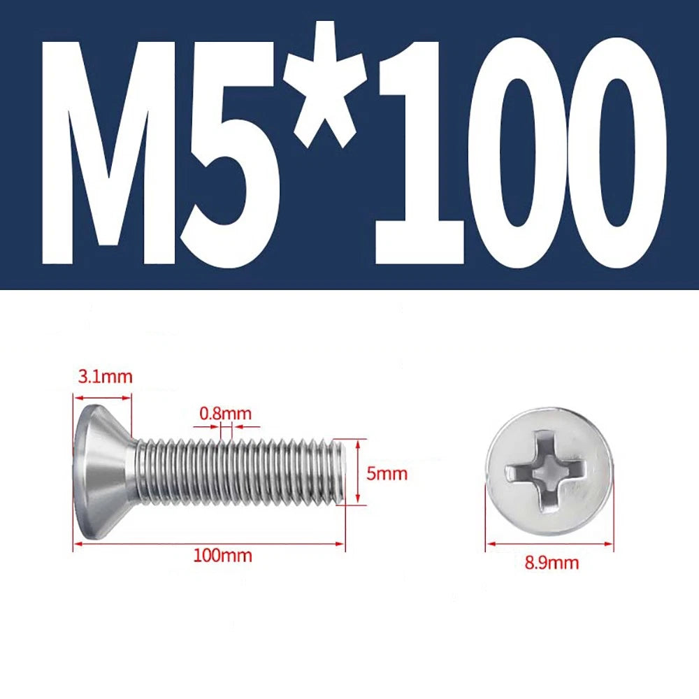 M2 to M8 A4 316 Stainless Steel Phillips Countersunk Screws DIN 965 Marine Grade