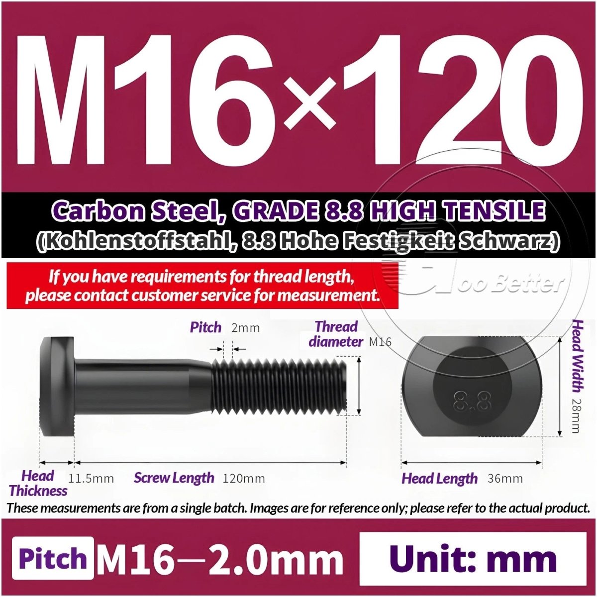 T - Slot Bolts M6 to M20 | Grade 8.8 High Tensile | T - Track Bolts 16mm–500mm - HomeDIYer