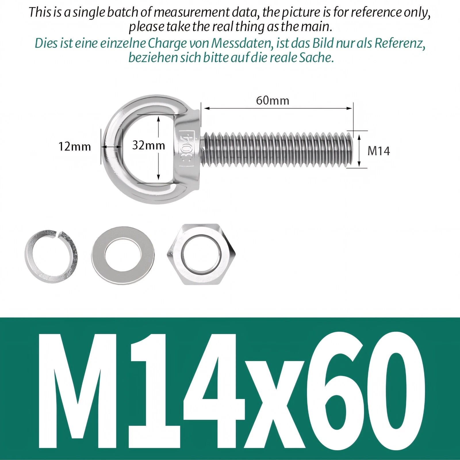 M3 M4 M5 - M20 Eye Bolts Kit Screws Nut Washer Long Boat Stainless Steel A2 304