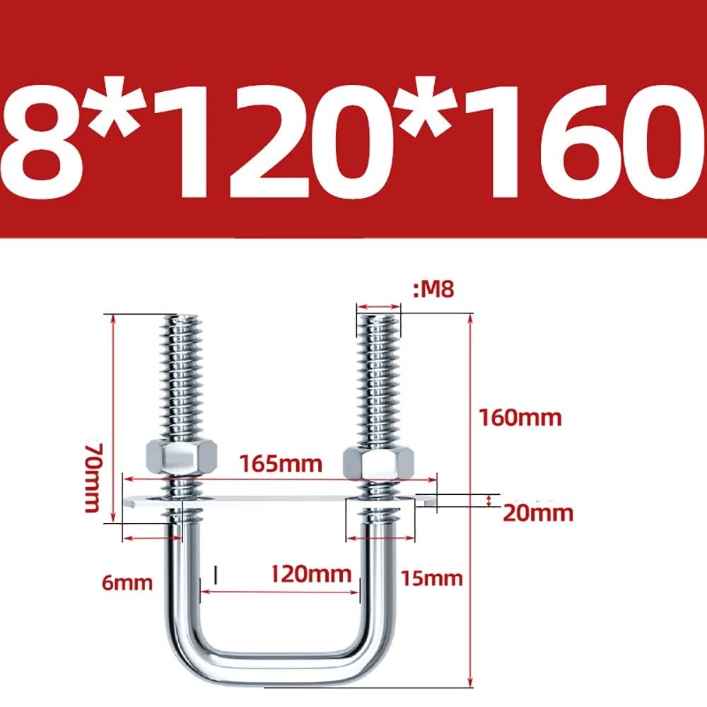 Square U - Bolts with Plate and Nuts – M6 M8 M10 M12 Zinc Plated, Trailer & Pipe Clamp Fasteners - HomeDIYer