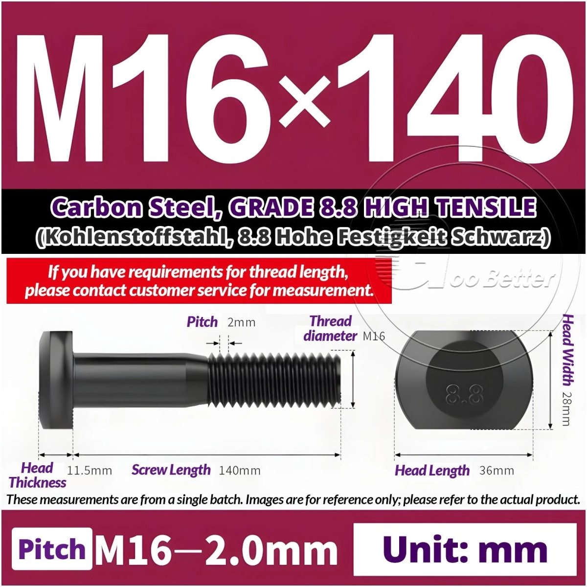 T - Slot Bolts M6 to M20 | Grade 8.8 High Tensile | T - Track Bolts 16mm–500mm - HomeDIYer