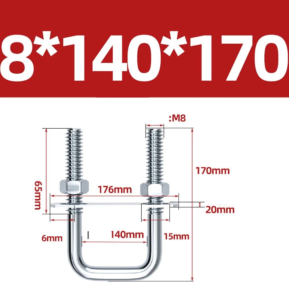 Square U - Bolts with Plate and Nuts – M6 M8 M10 M12 Zinc Plated, Trailer & Pipe Clamp Fasteners - HomeDIYer