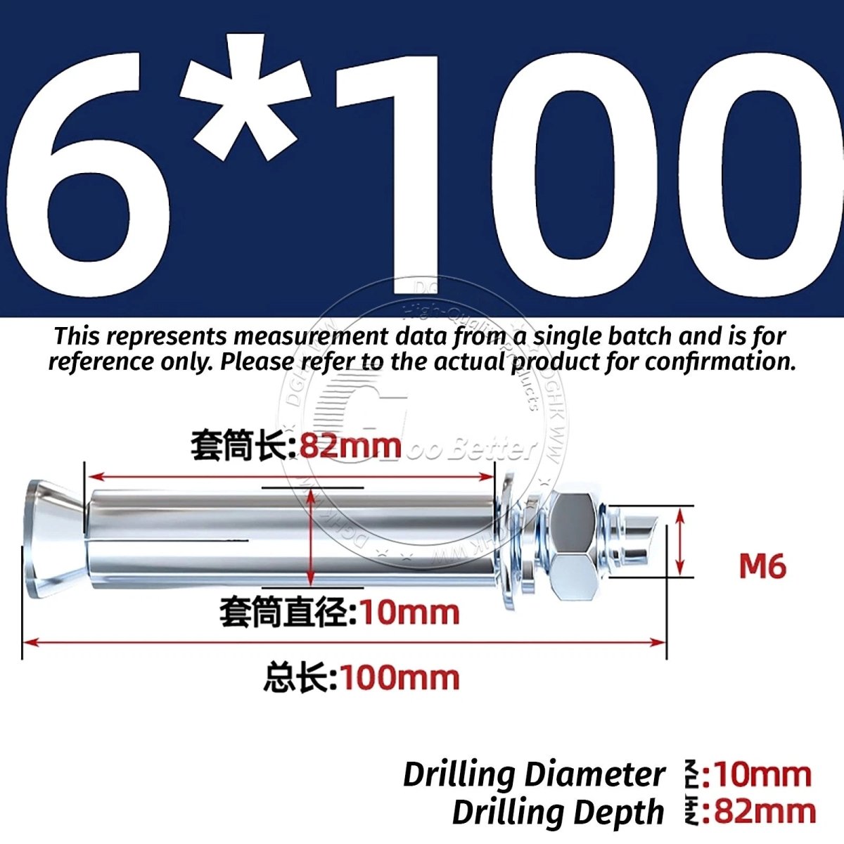 Concrete Expansion Anchor Bolts M6–M20, Extra Long Masonry Wall Screws – Iron Blue White Zinc / Iron - colour Zinc - HomeDIYer