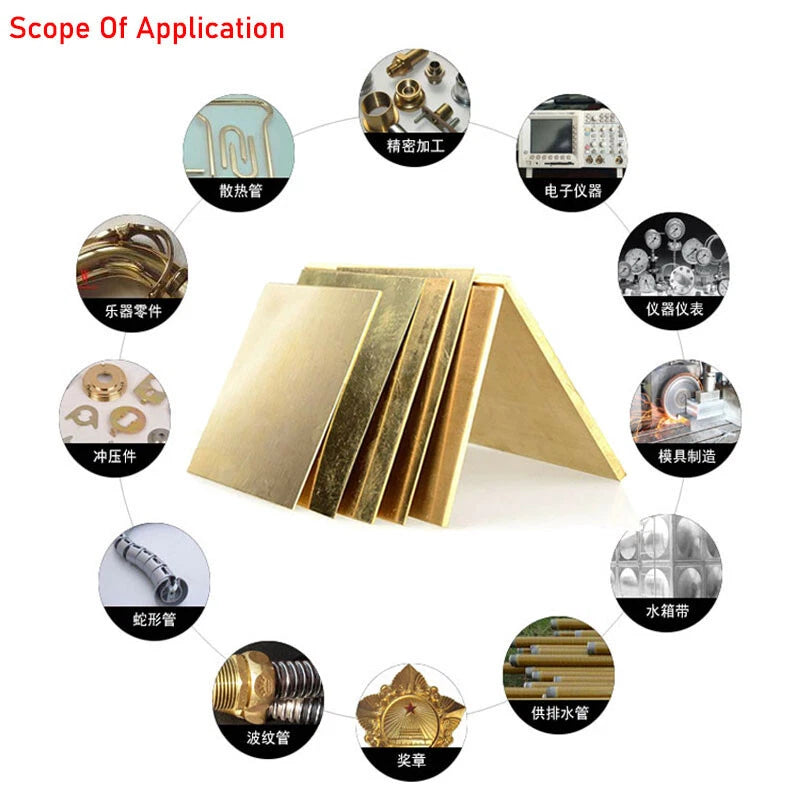 Thick 1, 2, 3, 4, 5mm H59 Brass Solid Plate Sheet length 100/150/200/300/500mm