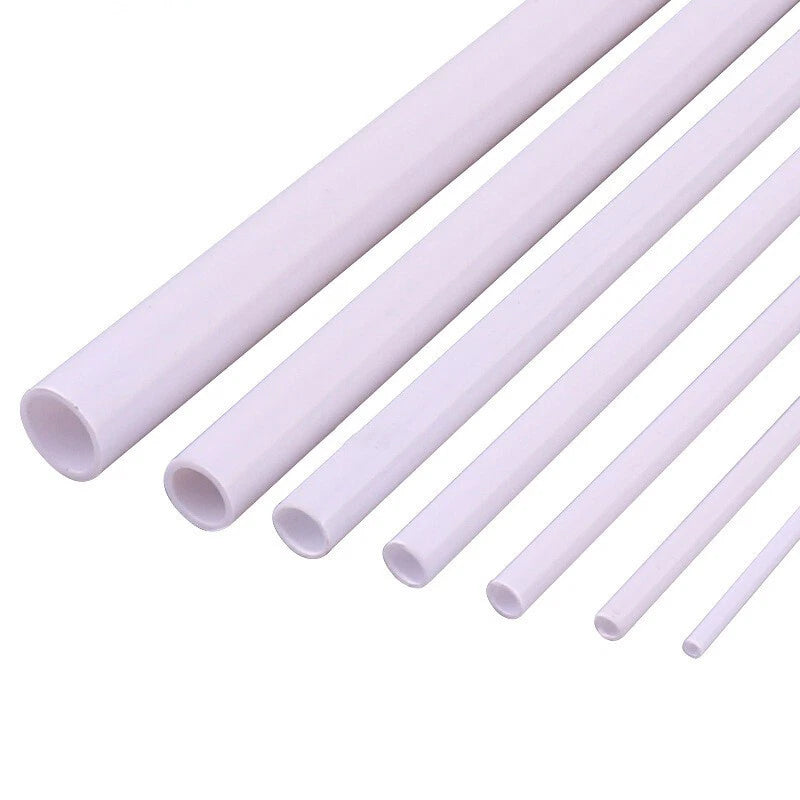 White ABS Round Hollow Tube — Styrene Plastic Pipe for DIY Models & Crafts, 2mm–8mm × 250mm