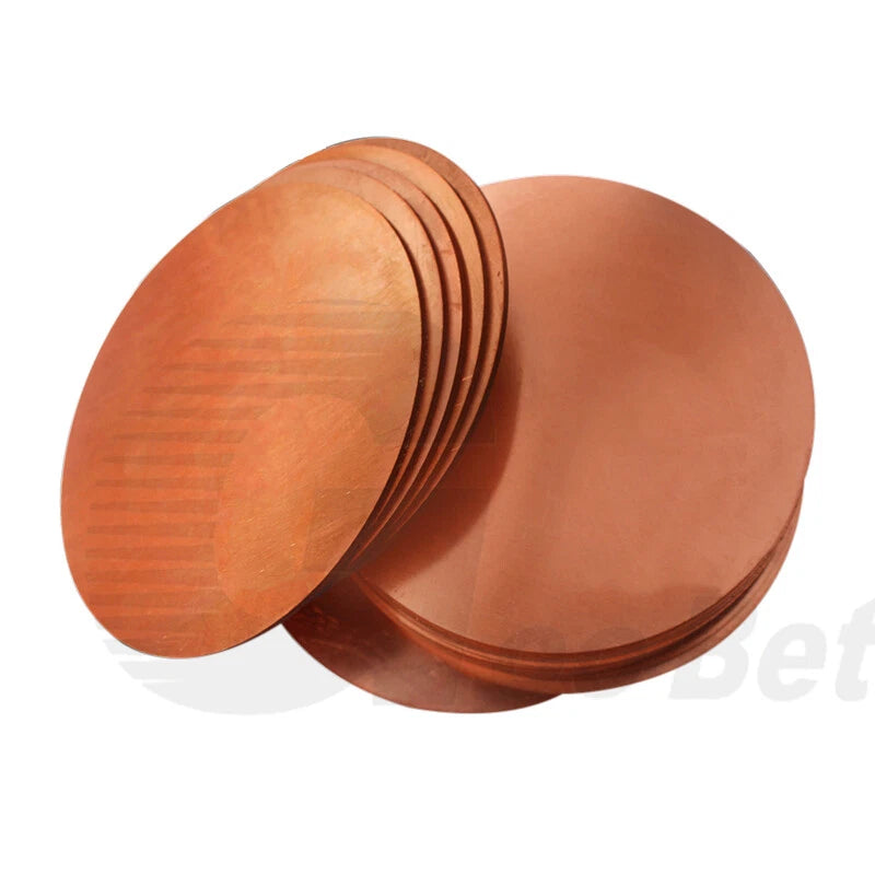 T2 Solid Copper Discs Circle Blanks Metal Round Sheets OD 10-300mm Thick 5mm 6mm