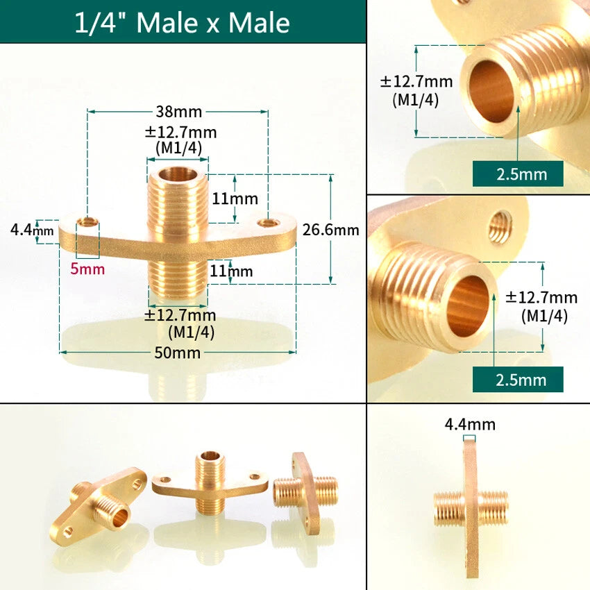 BSP Brass Pipe Fitting Connector Adapter – Flange Fixed, Female/Male Thread