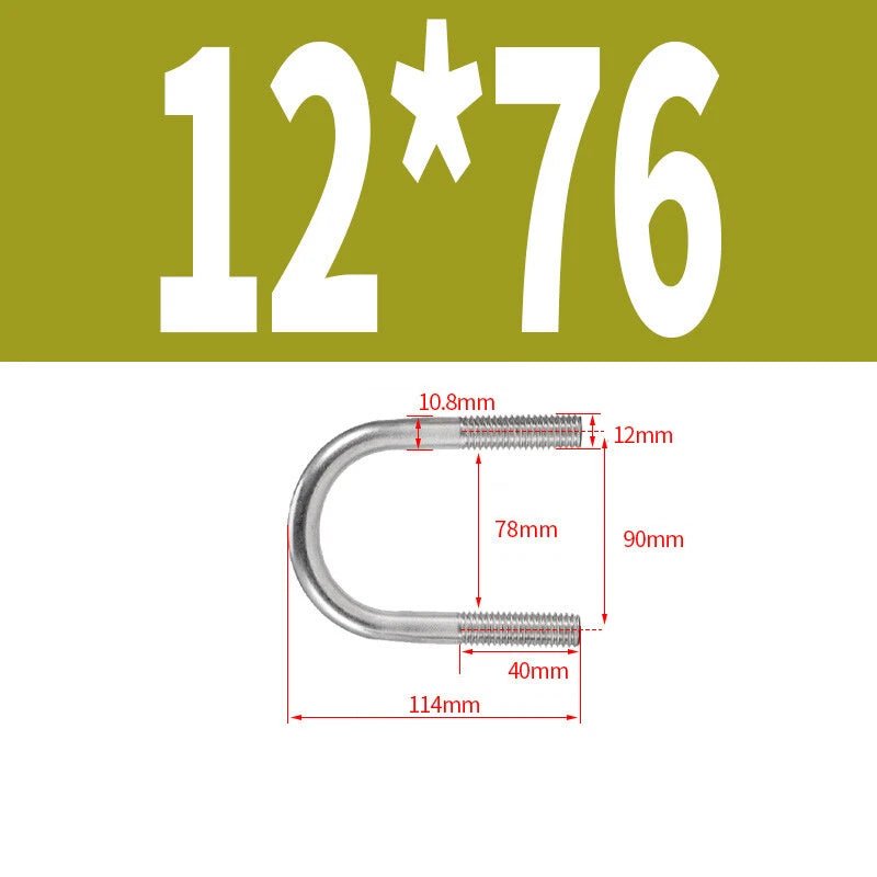M12 Round Bend U - Bolt – A2 Stainless Steel, 42mm to 328mm - HomeDIYer