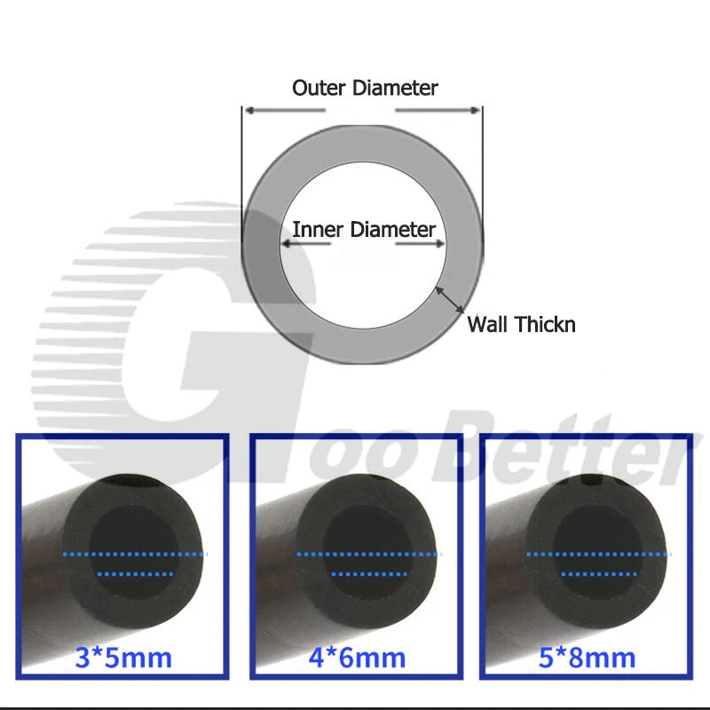 Black Food Grade Silicone Tube Hose Vacuum Tubing Pipe Soft Rubber ID 0.5-25mm