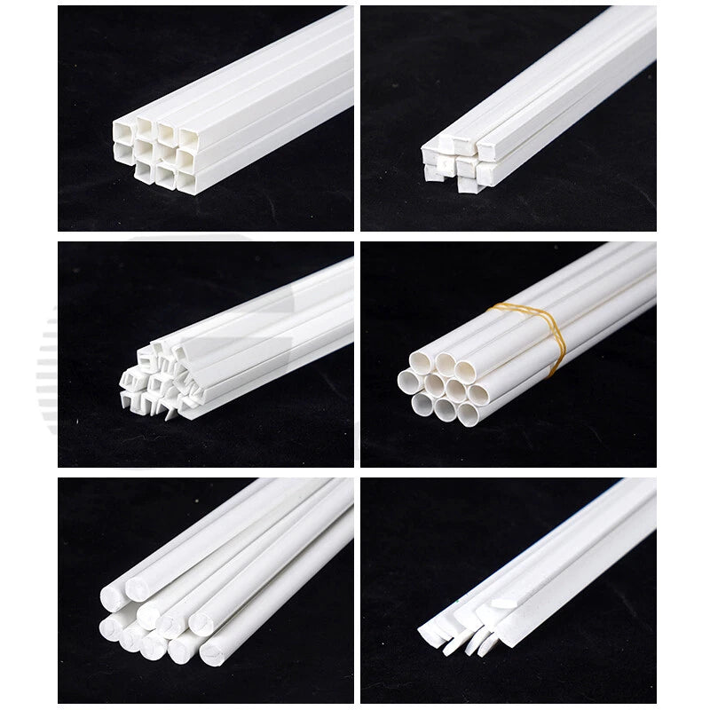 ABS Plastic Rods & Tubes – Round, Square, U/L/H-Profile Styrene Strips 250mm