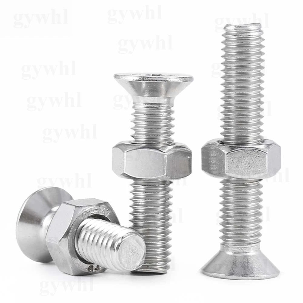 A2 Stainless Steel Phillips Countersunk Machine Screws with Nuts – M2 to M10, Flat Head, Rust‑Resistant