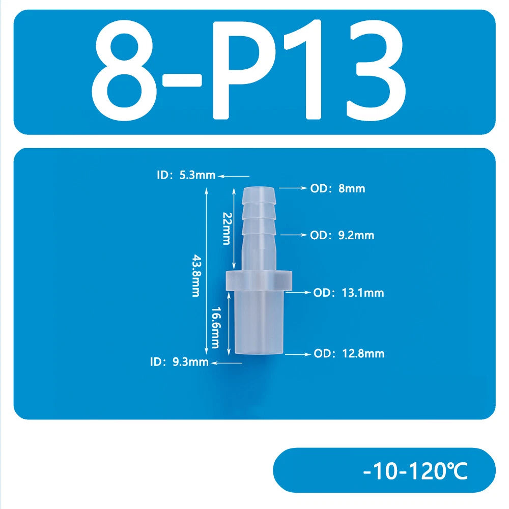 Straight Barbed Hose Joiner Connector — Plastic, φ8mm–25mm, Air & Water