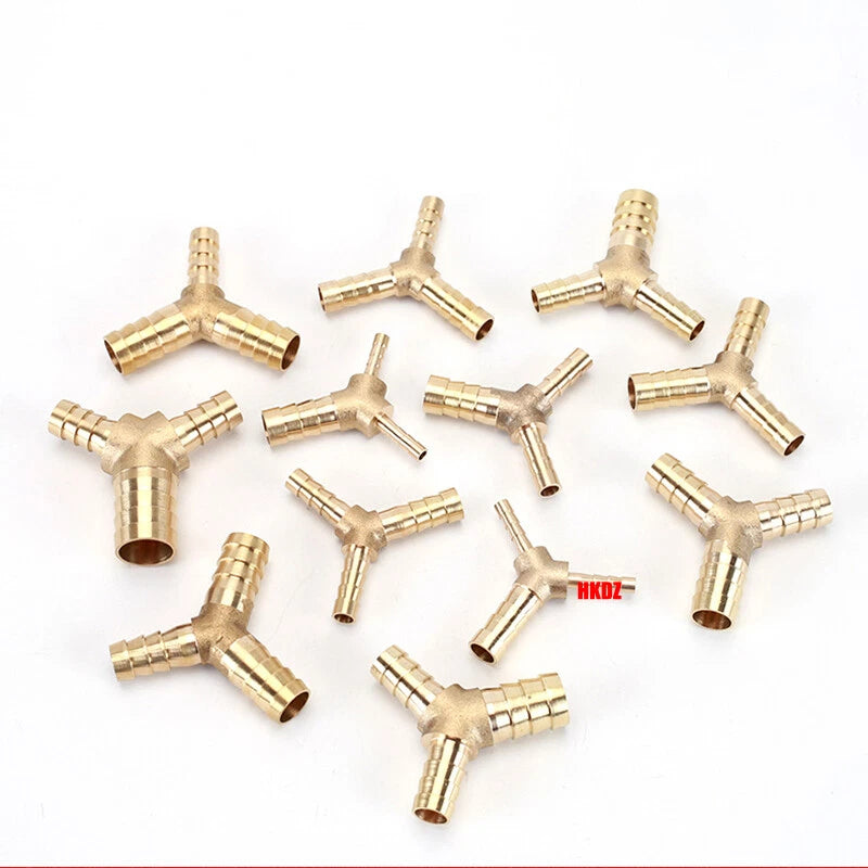 Brass Y Barbed Hose Tail Joiner — Tube Connector for Air, Water, Fuel & Gas