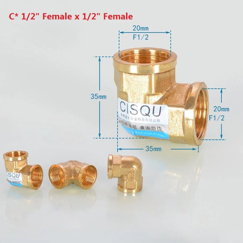Brass NPT Pipe Fittings – 1/2" & 3/4" Male Female Thread Adapter Connector