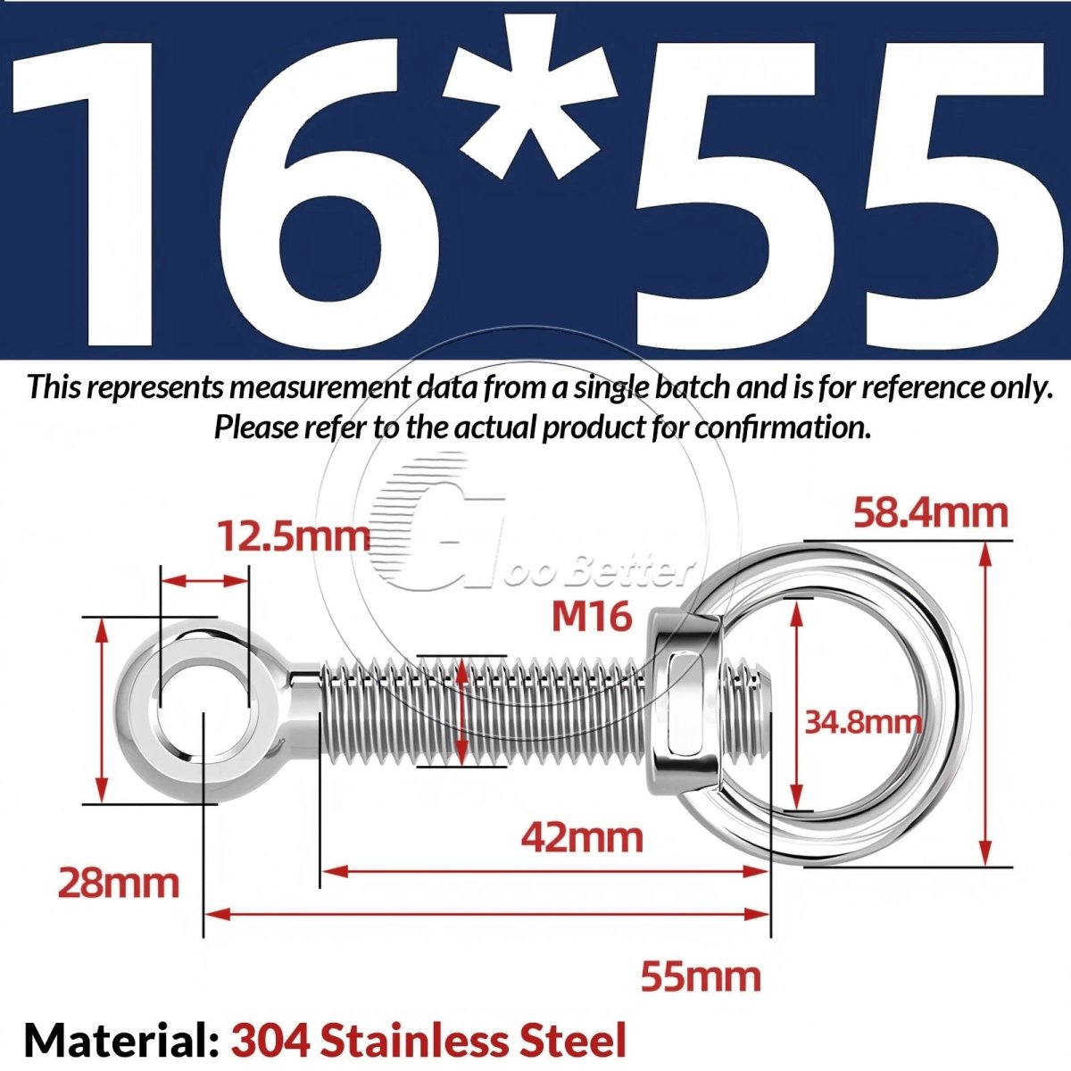 M16–M24 A2 304 Stainless Steel Lifting Eye Bolt & Eye Nut Threaded Ring - HomeDIYer