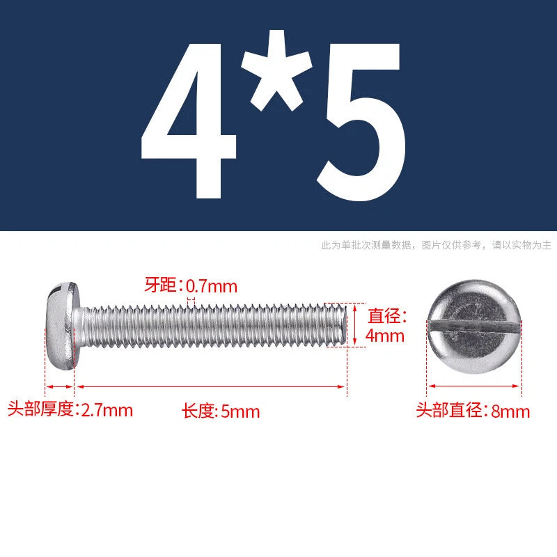 M4 M5 M6 M8 M10 A2 Stainless Steel Machine Screws - Slotted Pan Head Bolts DIN85