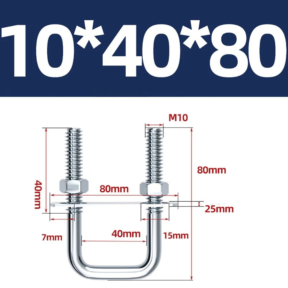 Square U - Bolts with Plate and Nuts – M6 M8 M10 M12 Zinc Plated, Trailer & Pipe Clamp Fasteners - HomeDIYer