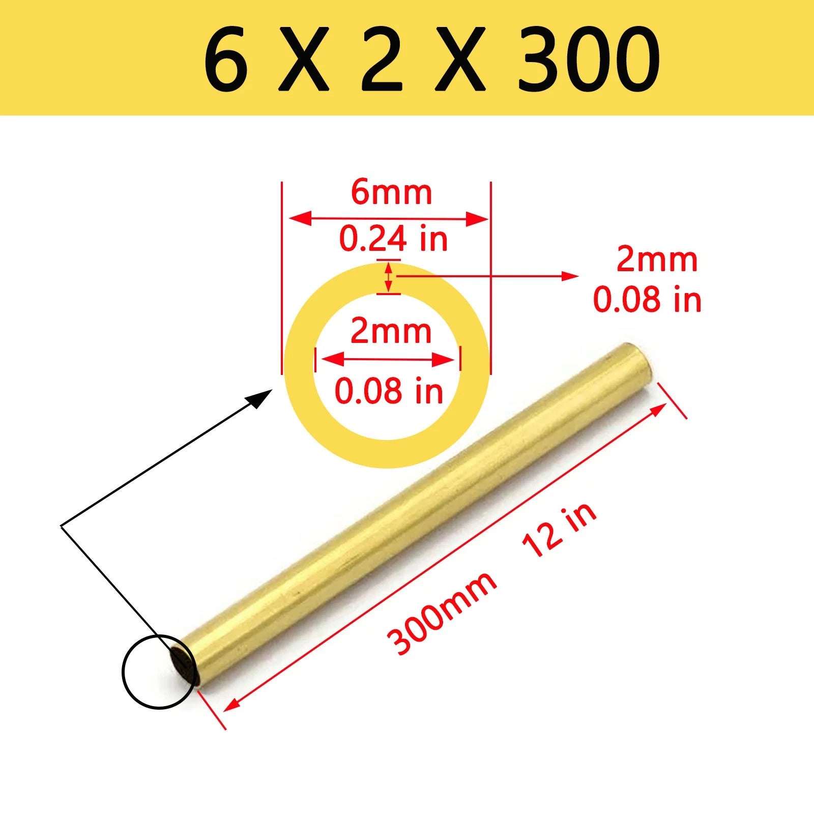 Brass Tubes ROUND PIPE Cu 62% OD 2mm 3mm 4mm 5mm 6mm To 25mm Length 300mm 0.3m