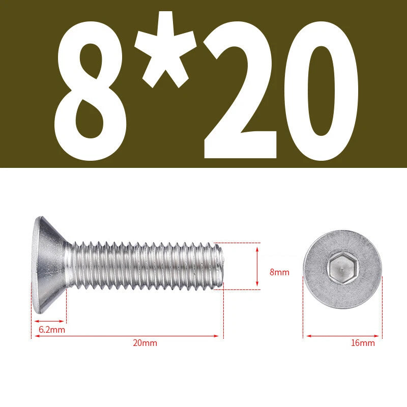 Allen Countersunk Head Screws V4A Steel Hexagon Socket Flat Head Machine Screw