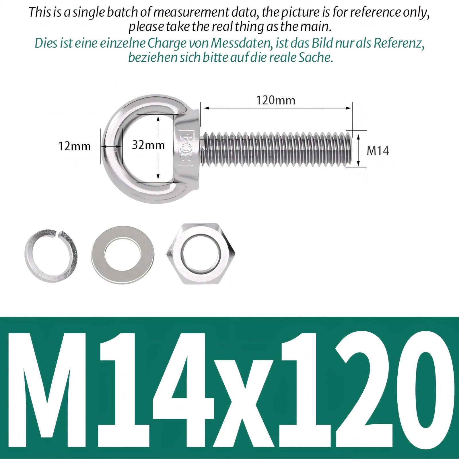 M3 M4 M5 - M20 Eye Bolts Kit Screws Nut Washer Long Boat Stainless Steel A2 304