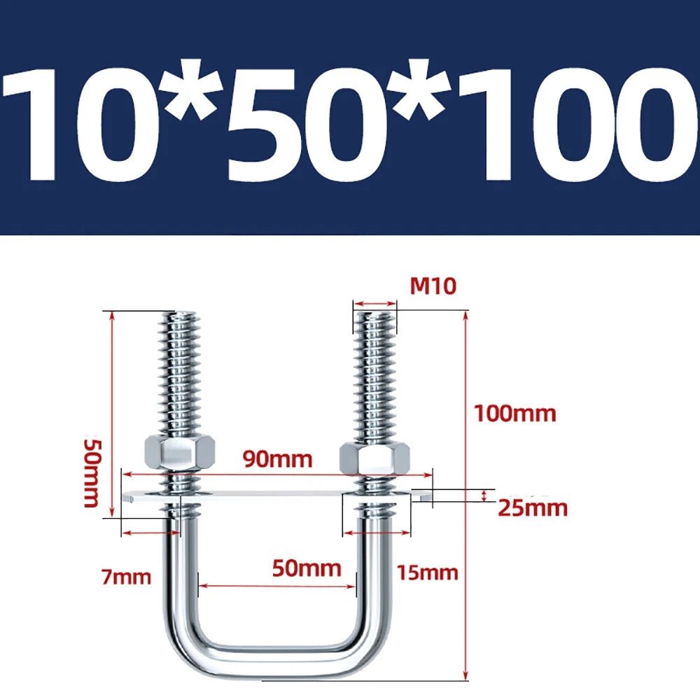 Square U - Bolts with Plate and Nuts – M6 M8 M10 M12 Zinc Plated, Trailer & Pipe Clamp Fasteners - HomeDIYer