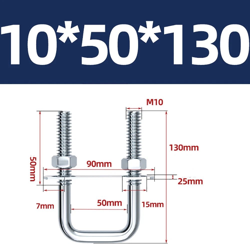 Square U - Bolts with Plate and Nuts – M6 M8 M10 M12 Zinc Plated, Trailer & Pipe Clamp Fasteners - HomeDIYer