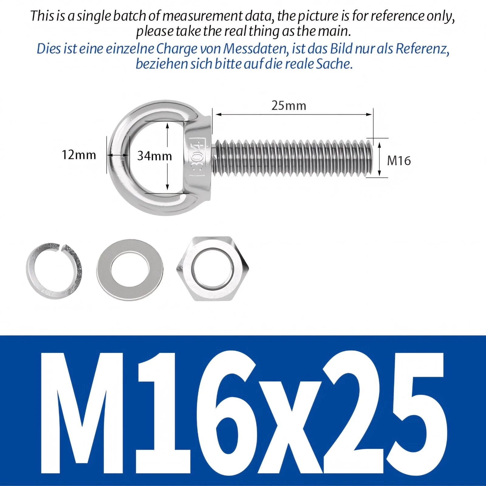 M3 M4 M5 - M20 Eye Bolts Kit Screws Nut Washer Long Boat Stainless Steel A2 304