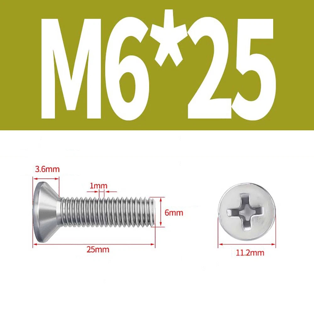 M2 to M8 A4 316 Stainless Steel Phillips Countersunk Screws DIN 965 Marine Grade