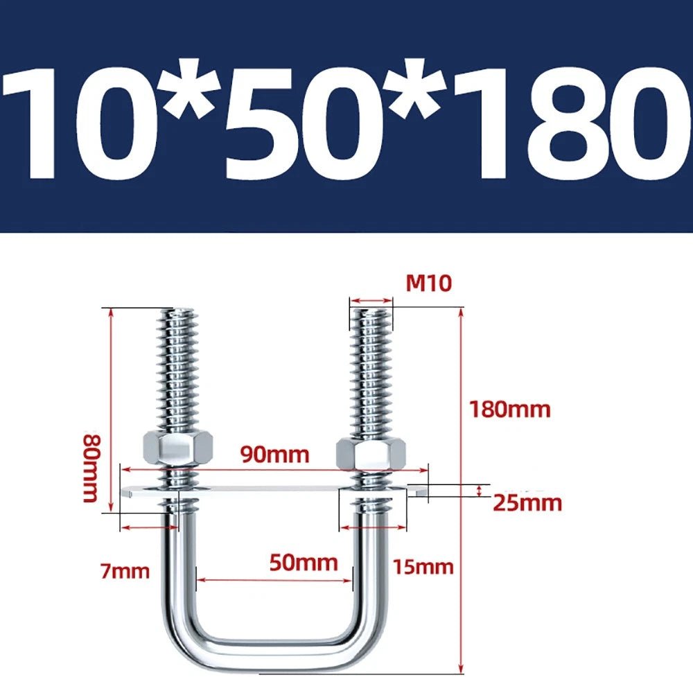 Square U - Bolts with Plate and Nuts – M6 M8 M10 M12 Zinc Plated, Trailer & Pipe Clamp Fasteners - HomeDIYer