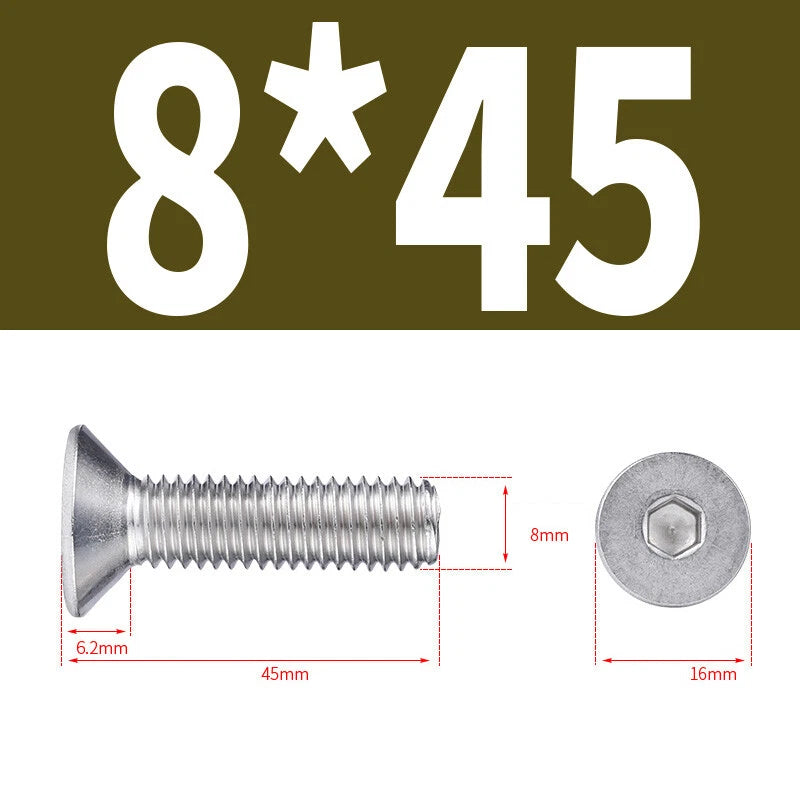 Allen Countersunk Head Screws V4A Steel Hexagon Socket Flat Head Machine Screw