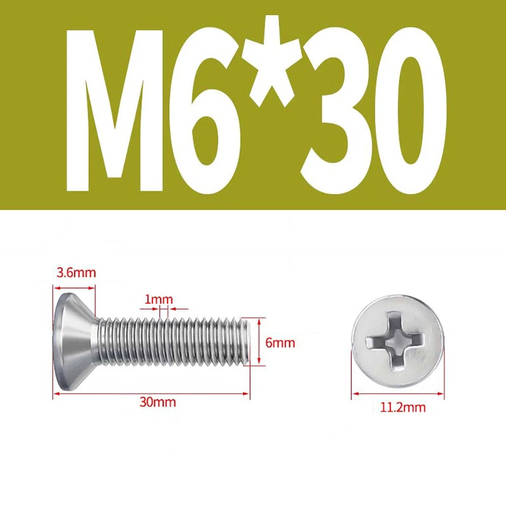 M2 to M8 A4 316 Stainless Steel Phillips Countersunk Screws DIN 965 Marine Grade